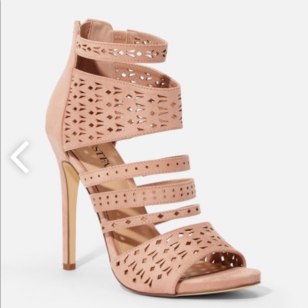 Blush Open Toe Cutout Heeled Sandal